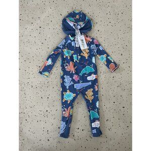 Full Length Swim Suit with Hat - Ocean Theme